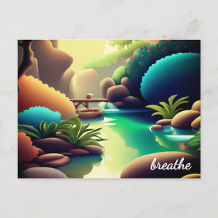 Cartão Postal Afirmação de Abundância da Lei de Atração Pastel