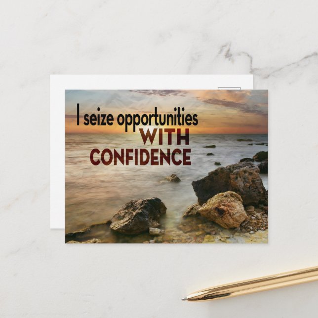 Cartão Postal Afirmação de Motivação "Aproveito oportunidades" (Frente/Verso In Situ)