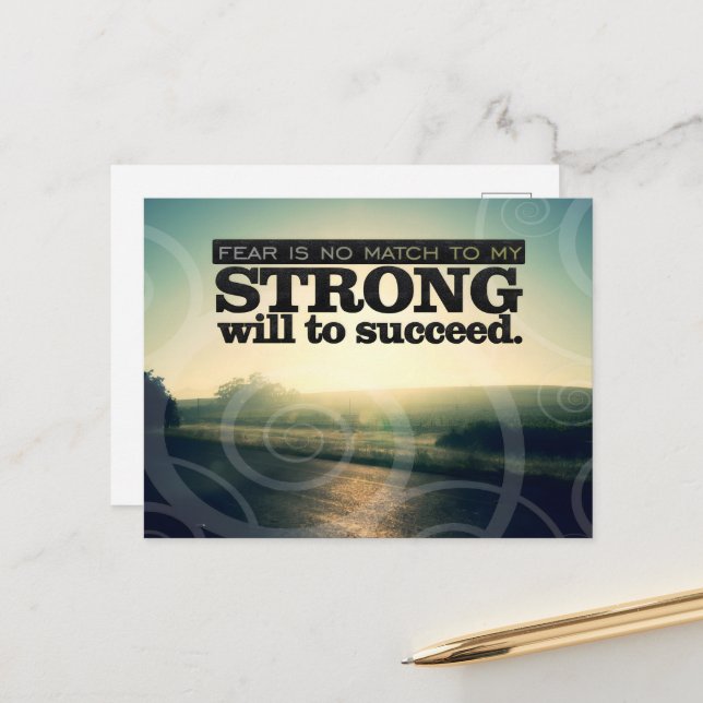 Cartão Postal Afirmação de Motivação "Medo não corresponde" (Frente/Verso In Situ)