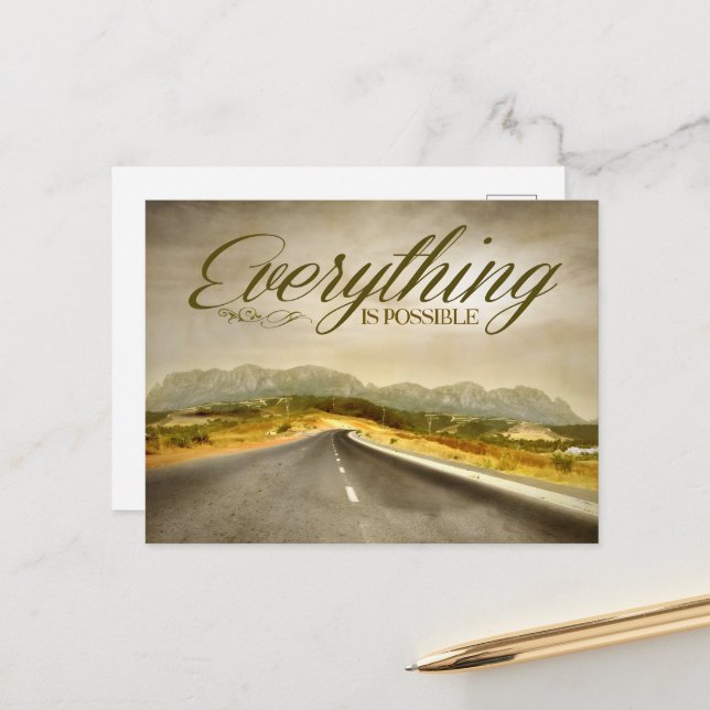 Cartão Postal Afirmação de Motivação "Tudo é possível" (Frente/Verso In Situ)