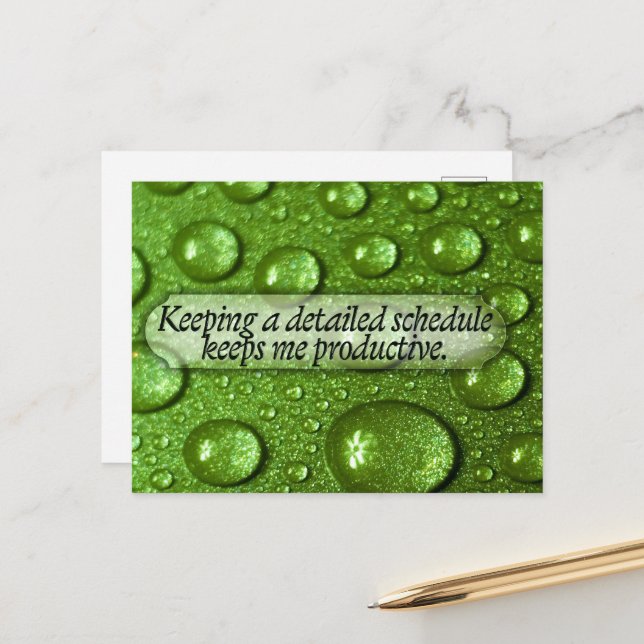 Cartão Postal Afirmação de Motivação "Uma agenda detalhada" (Frente/Verso In Situ)