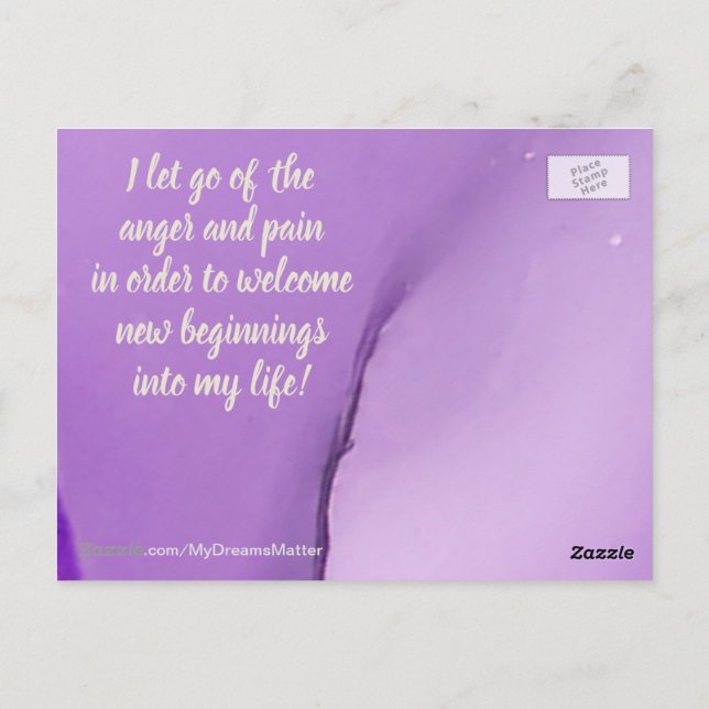 Cartão Postal Afirmação Positiva Deixando Ir a Dor e a Raiva (Verso)