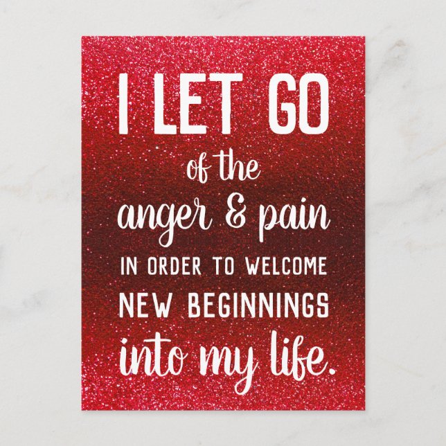 Cartão Postal Afirmação Positiva Gestão de Raiva Inspiração  (Frente)