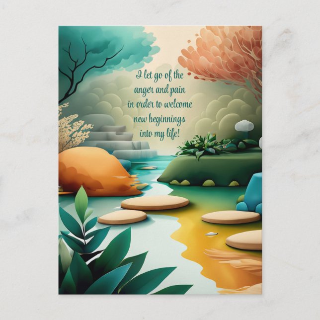 Cartão Postal Afirmação Positiva Que Deixa Ir Dor E Raiva (Frente)
