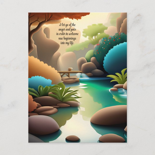 Cartão Postal Afirmação Positiva Que Deixa Ir Dor E Raiva (Frente)