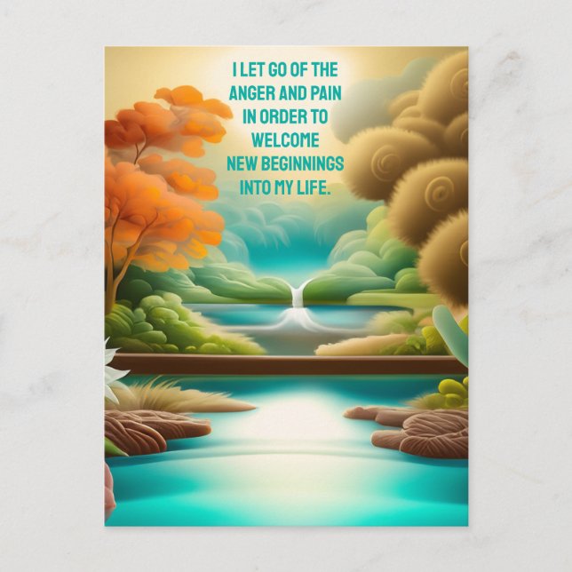 Cartão Postal Afirmação Positiva Que Deixa Ir Dor E Raiva (Frente)