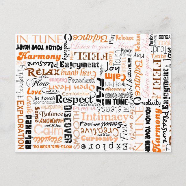 Cartão Postal Afirmações Positivas de Laranja Sacral Chakra (Frente)