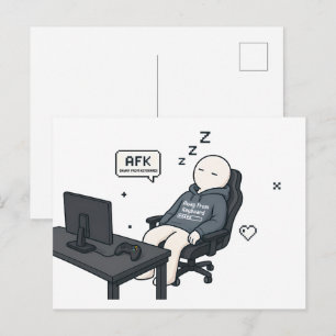 Cartão Postal AFK Longe Do Teclado Meme Divertido de Gamer