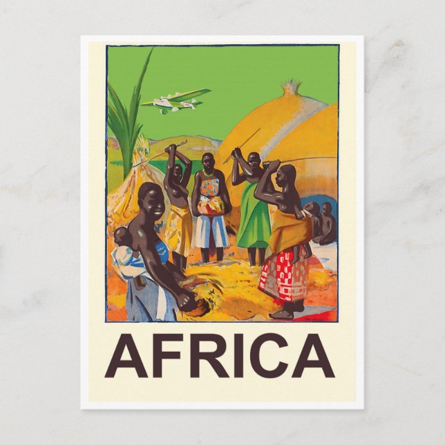 Cartão Postal África, aldeia tradicional africana (Frente)