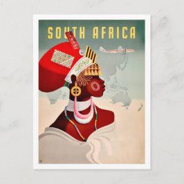 Cartão Postal África do Sul, mulher africana, viagem aérea vinta