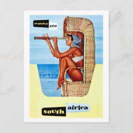 Cartão Postal África do Sul, mulher com dourbin, vintage, viagem
