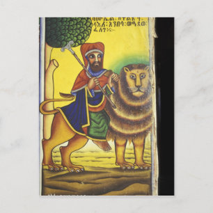 Cartão Postal África, Etiópia. Arte representando Leão de
