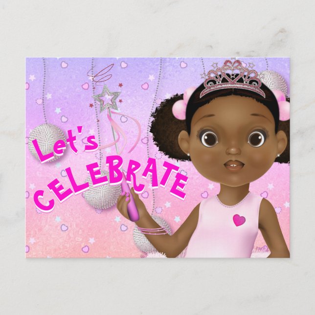 Cartão Postal África - Fada Princesa Ballerina - Aniversário (Frente)