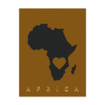 Africa Heart Map Postcard