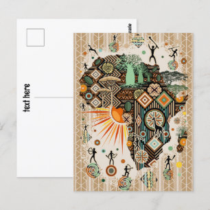 Cartão Postal África Mapeia Elemento Tribal Decorativo Padrão