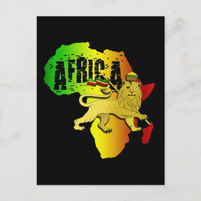 Cartão Postal África Reggae Rasta Africano Continente Judah Lion (Frente)