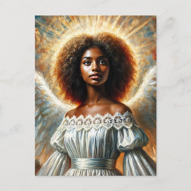 Cartão Postal African American Angel With Halo (Frente)