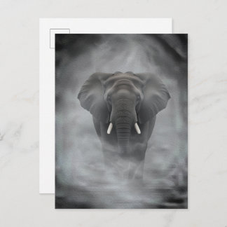 Cartão Postal African Elephant in Misty Fog Serene Impasto