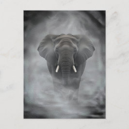 Cartão Postal African Elephant in Misty Fog Serene Impasto