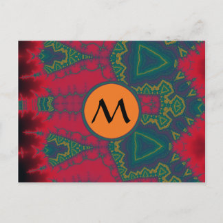 Cartão Postal African Tribal Triangles with Yellow Monogram