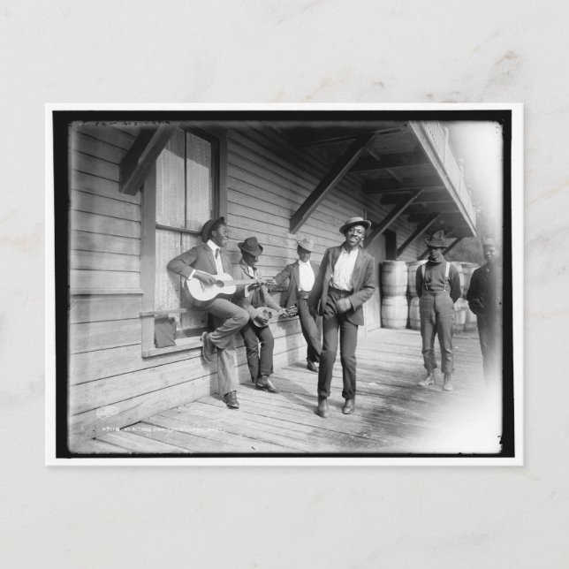 Cartão Postal Afro-americanos à espera do barco c1902 (Frente)