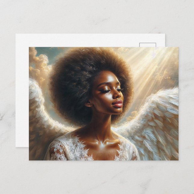 Cartão Postal Afro Angel em Luz - Mulher Negra Eetérea (Frente/Verso)