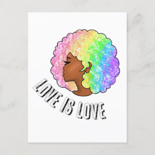 Cartão Postal afro arco-íris amor LGBTQ é amor orgulho garota ne