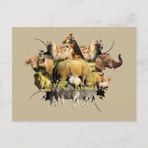 Cartão Postal Afro da vida selvagem Rhino Calf e Mãe
