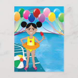 Cartão Postal Afro Girl com picolé