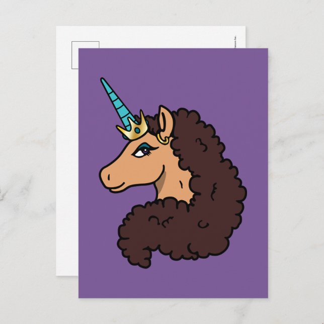 Cartão Postal Afro Unicorn | Divino (Frente/Verso)