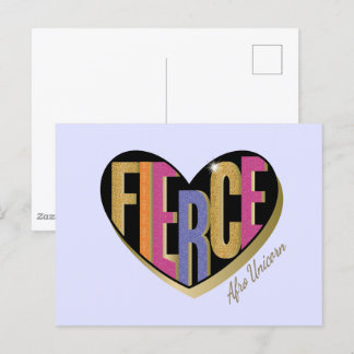 Cartão Postal Afro Unicorn Fierce Heart Design