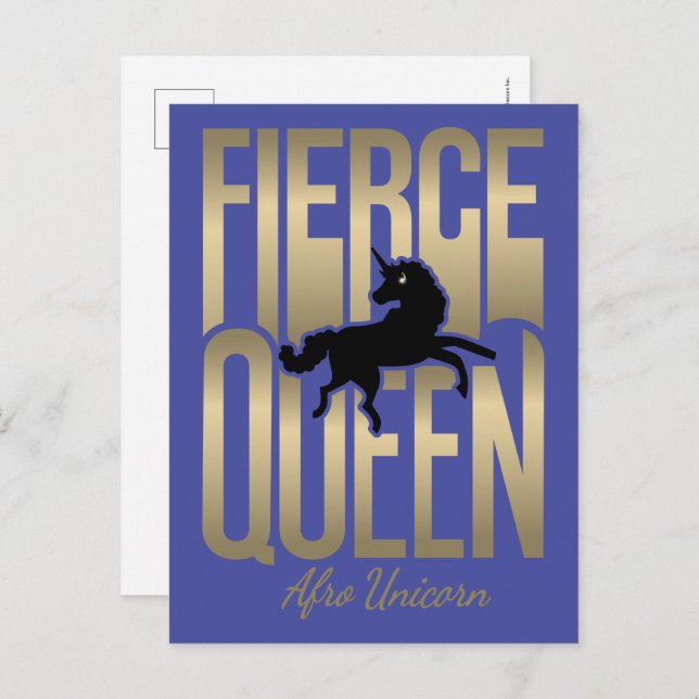 Cartão Postal Afro Unicorn Fierce Queen (Frente/Verso)