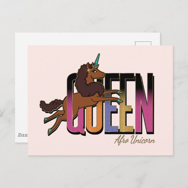 Cartão Postal Afro Unicorn Queen Design (Frente/Verso)