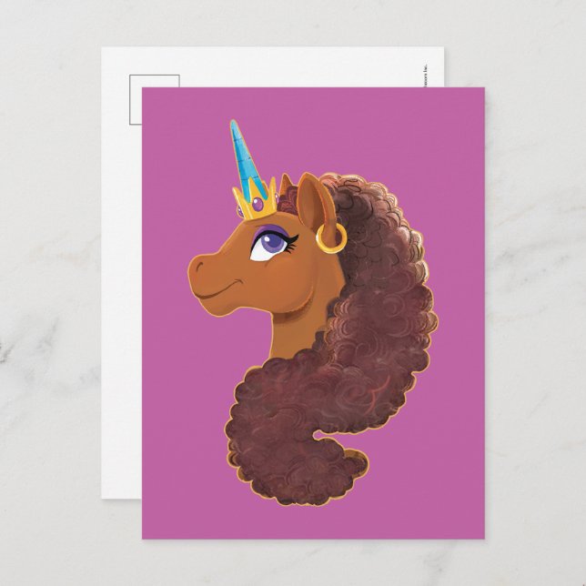 Cartão Postal Afro Unicorn | Único (Frente/Verso)