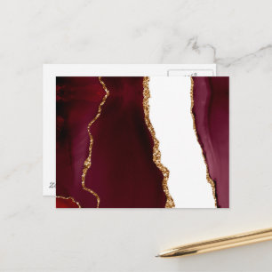 Cartão Postal Ágata Burgundy com Veias de Brilho Dourado