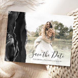Cartão Postal Ágata Prata Preta Foto Personalizada Salve o Dia