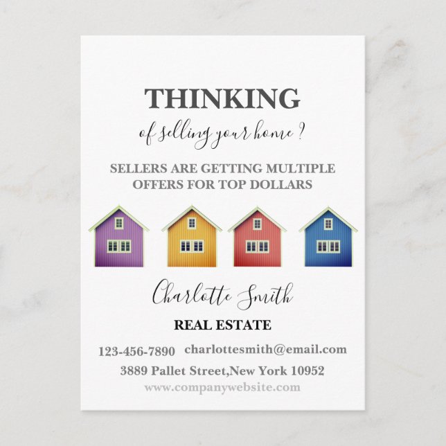 Cartão Postal Agente Imobiliário de Marketing de Indicação Postc (Frente)