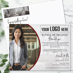 Cartão Postal Agente Personalizado de Corretor de Logotipo Imobi<br><div class="desc">O Cartão-postal do Agente de Imóveis do Corretor Personalizado de Logotipo, a ferramenta mais avançada para marketing imobiliário sofisticado e impactante. Este cartão postal elegantemente projetado é um destaque no domínio do marketing realtor, combinando estética elegante com alta funcionalidade. Criado com uma abordagem cômica e minimalista, ele apresenta marcas de...</div>