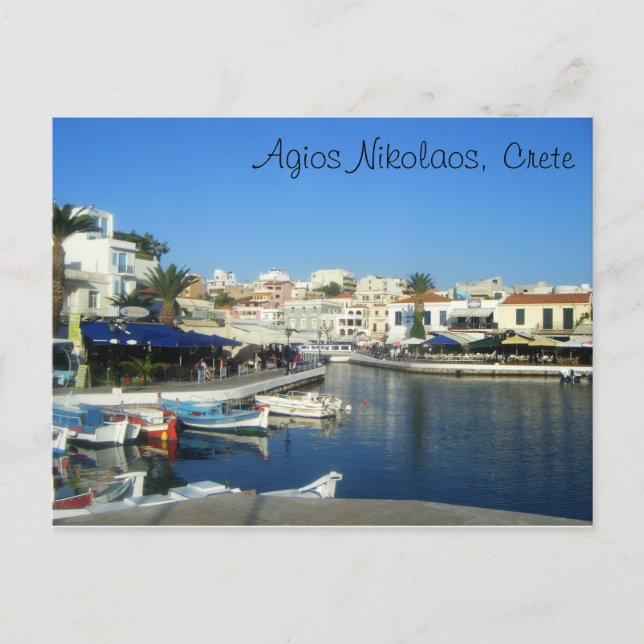Cartão Postal Agios Nikolaos, Creta, Grécia (Frente)