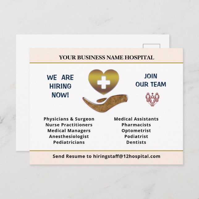 Cartão Postal Agora Contratando o Sinal Personalizar Funcionário (Frente/Verso)