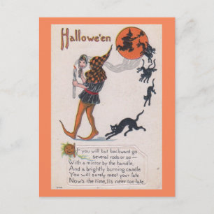 Cartão Postal Agora é a Hora, Nunca é Tarde Halloween Vintage