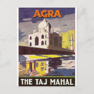 Cartão Postal Agra, Taj Mahal mausoleum, Índia. Viagens vintage
