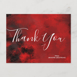 Cartão Postal Agradecimento Abstrato Artístico Preto e Vermelho