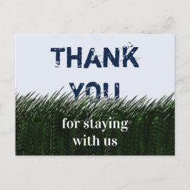 Cartão Postal Agradecimento ao Hóspede - Relva Verde e Céu