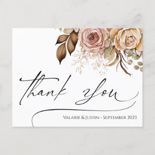 Cartão Postal Agradecimento Aquarela Boho Floral