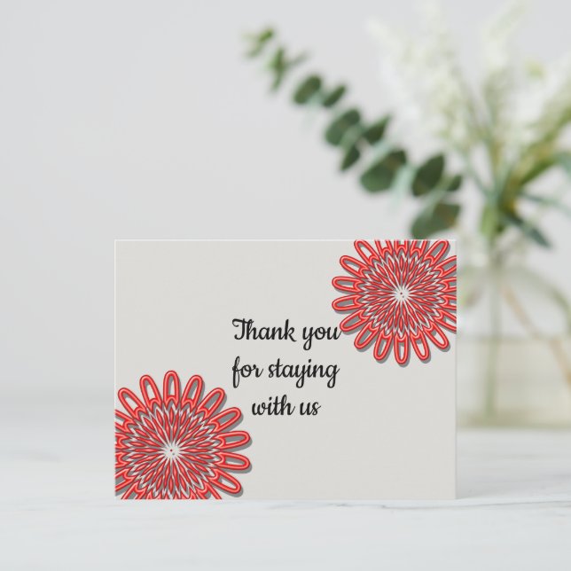 Cartão Postal Agradecimento Barato por Férias em Aluguel (Em pé/Frente)