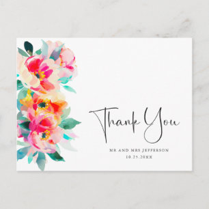 Cartão Postal Agradecimento Boho de Flor Silvestre de Prado em A
