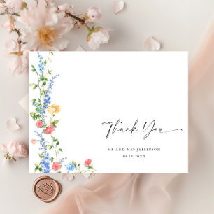 Cartão Postal Agradecimento Boho de Flor Silvestre de Prado em A