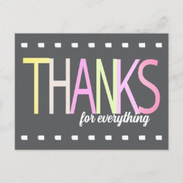 Cartão Postal Agradecimento Cor Pastel Texto Em Cinza Minimalist