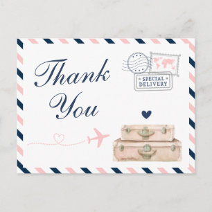 Cartão Postal Agradecimento de avião companhia aérea viagem casa